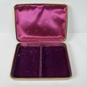 1960's Vintage FARRINGTON Genuine Texol Cream Jewelry‎ Box Red Velvet Lining